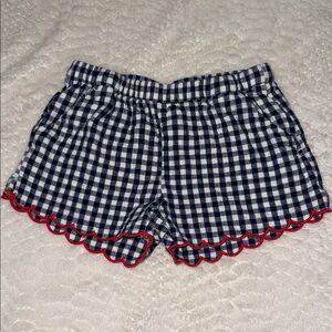 Navy Gingham Scallop Trim Shorts